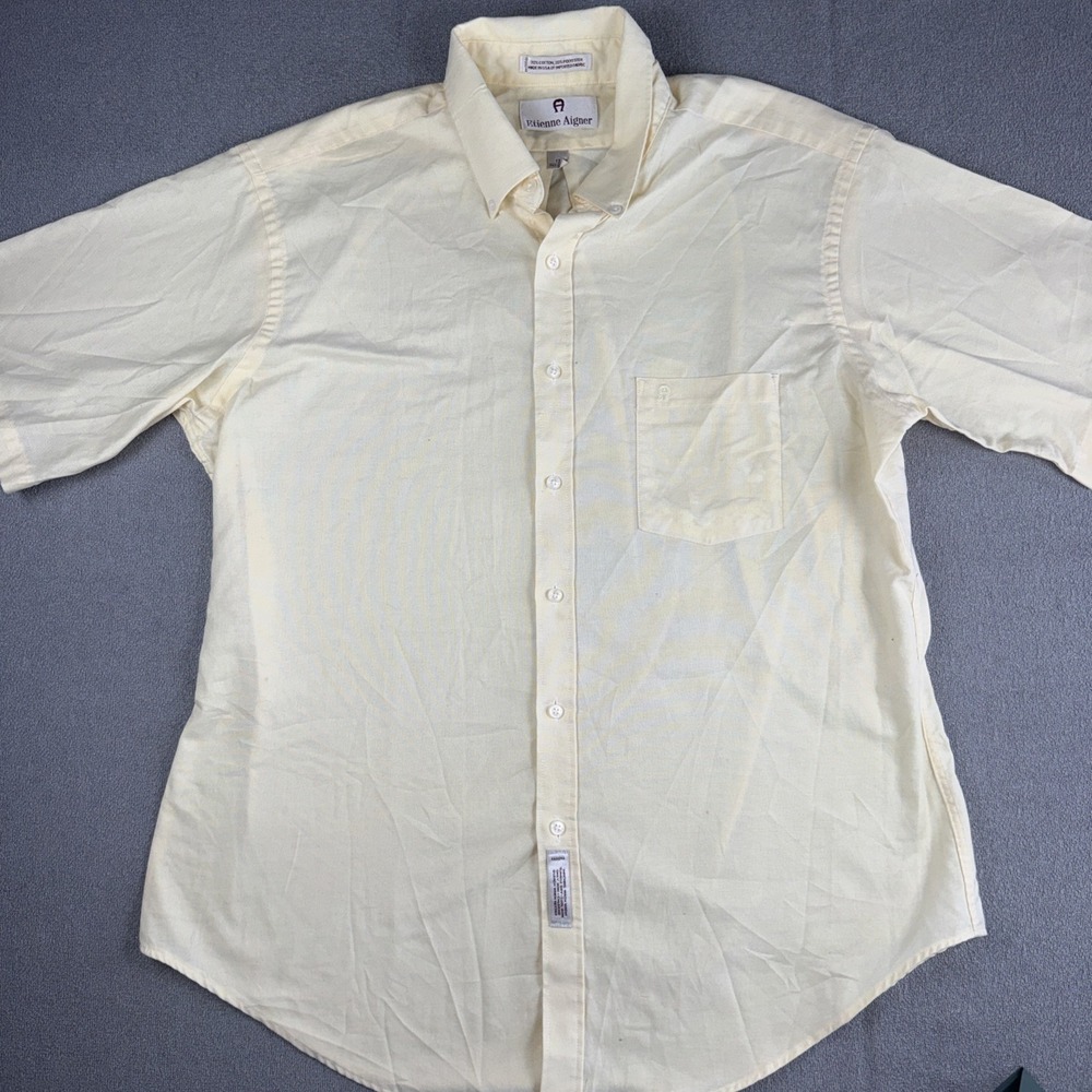 Etienne Aigner Men's Dress Shirt Yellow Size 17 Made in‎ USA